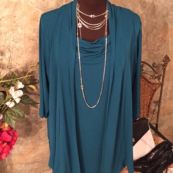 Dress barn 🌹gorgeous teal dress & attached wrap - Picture 8 of 8